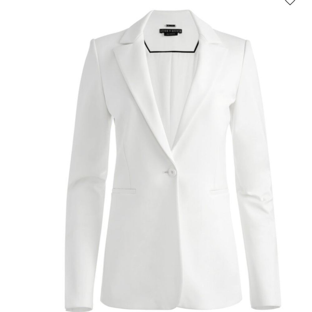 NEW WITH TAGS Alice & Olivia Breann fitted blazer off white size 0 - Picture 10 of 10